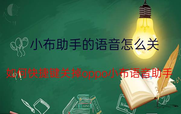 小布助手的语音怎么关 如何快捷键关掉oppo小布语音助手？